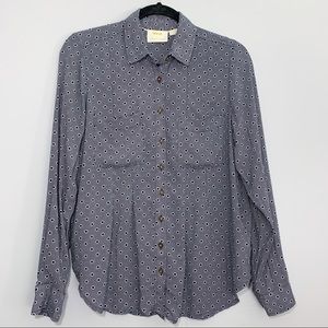 Anthro Maeve Polka Dot Striped Button Front Shirt